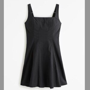 Abercrombie & Fitch Black Mila Stretch Cotton Square Neck A-Line Mini Dress XS